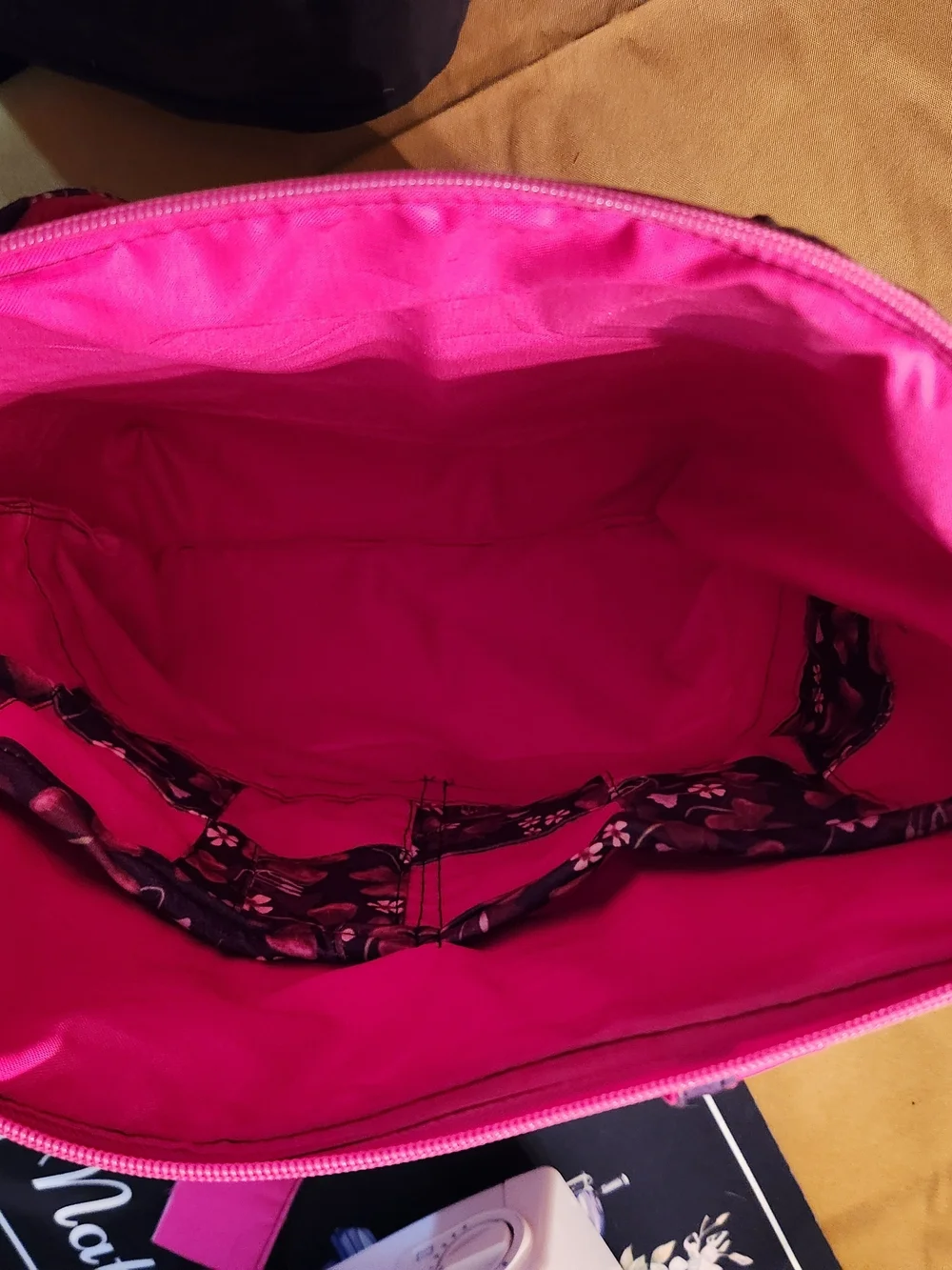 Bright Pink Tote with Purple Butterfly Panel